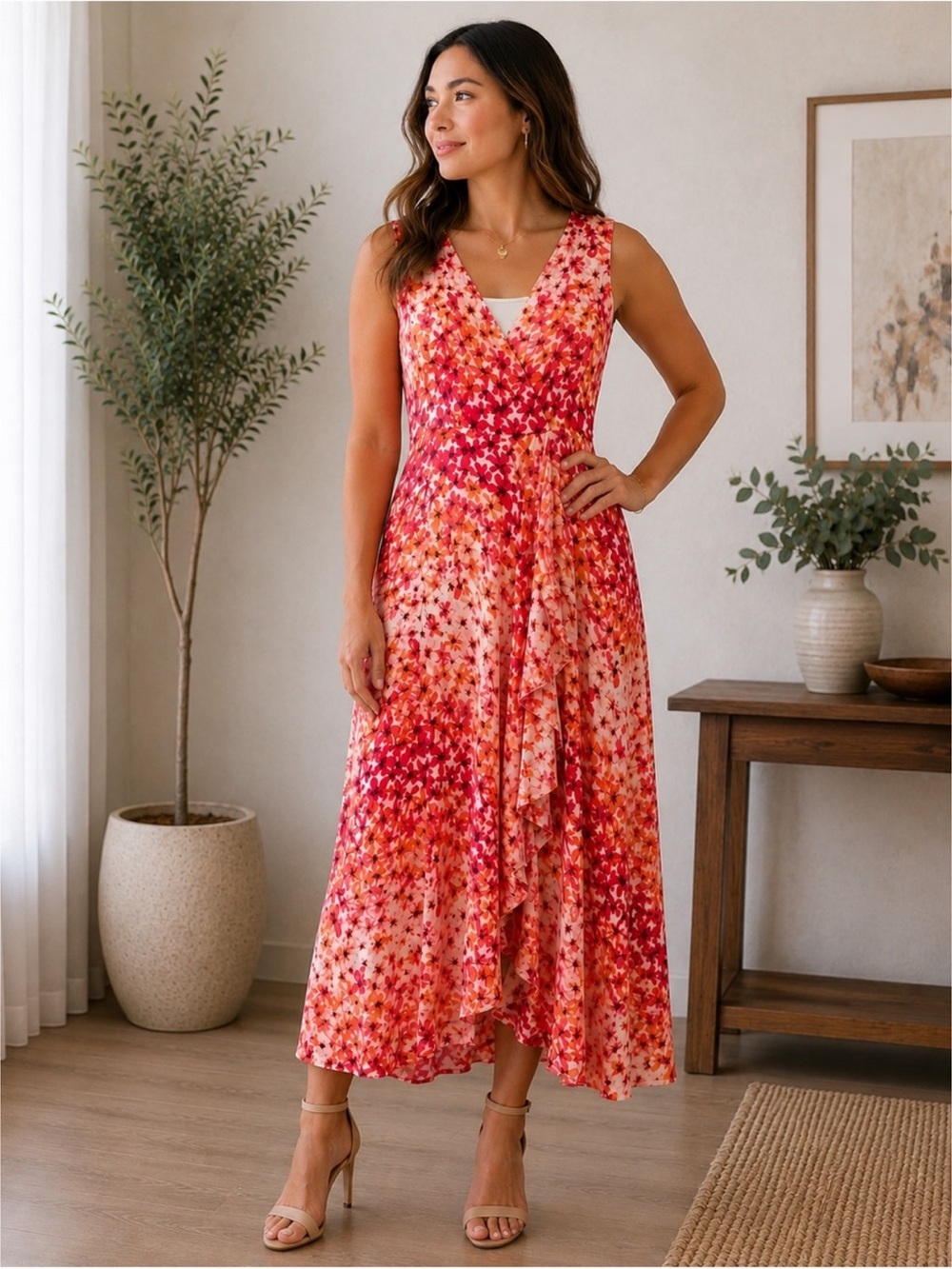Calvin Klein Orange & Pink Floral Dress